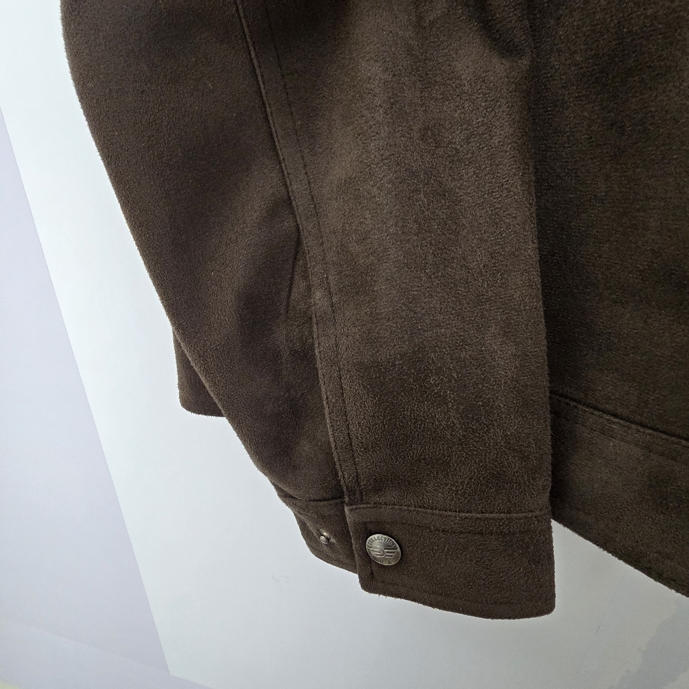 EA Collection Italy Style Men's Dark Brown Zip-up Suede Jacket, Sz XL (PTP 23") - Picture 5 of 7